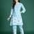 Blue printed pure cotton kurta trouser set