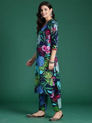 Black printed pure cotton kurta trouser set 3