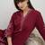 Red embroidered pure cotton kurta trouser set