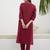 Red embroidered pure cotton kurta trouser set
