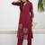 Red embroidered pure cotton kurta trouser set