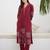 Red embroidered pure cotton kurta trouser set