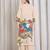 Beige printed viscose rayon kurta trouser set