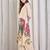 Beige printed viscose rayon kurta trouser set