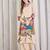 Beige printed viscose rayon kurta trouser set