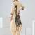 Beige printed viscose rayon kurta trouser set