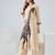Beige printed viscose rayon kurta trouser set