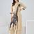 Beige printed viscose rayon kurta trouser set