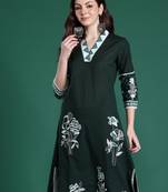 Green printed pure cotton kurta trouser set
