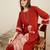 Orange embroidered viscose rayon kurta trouser set