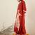 Orange embroidered viscose rayon kurta trouser set