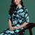 Teal printed viscose rayon kurta trouser set