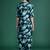 Teal printed viscose rayon kurta trouser set
