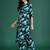 Teal printed viscose rayon kurta trouser set