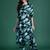Teal printed viscose rayon kurta trouser set