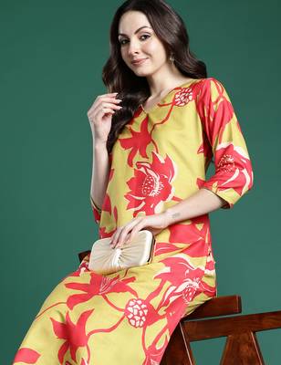 Green printed pure cotton kurta trouser set 1