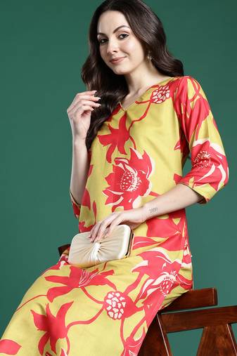 Green printed pure cotton kurta trouser set