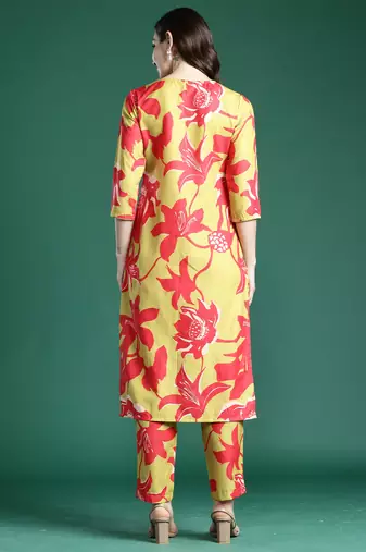 Green printed pure cotton kurta trouser set