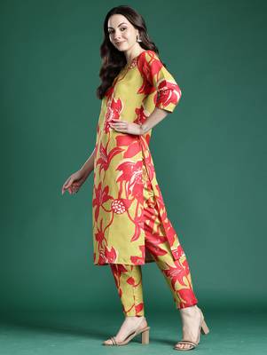 Green printed pure cotton kurta trouser set 3