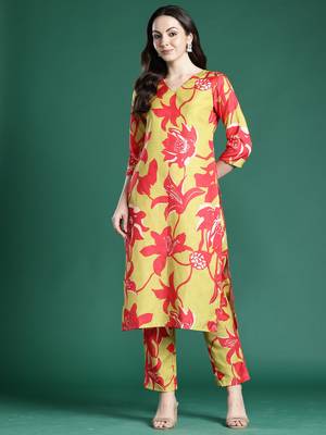 Green printed pure cotton kurta trouser set 4