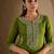 Green embroidered viscose rayon kurta trouser set