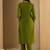 Green embroidered viscose rayon kurta trouser set