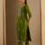 Green embroidered viscose rayon kurta trouser set