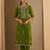 Green embroidered viscose rayon kurta trouser set