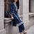 Blue embroidered viscose rayon kurta trouser set