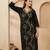 Black printed silk kurta trouser set