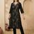 Black printed silk kurta trouser set