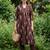 Brown printed pure cotton kurta trouser set