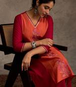 Pink embroidered silk kurta trouser set