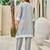 Grey printed silk kurta trouser set