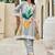 Grey printed silk kurta trouser set
