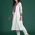 Off white embroidered silk kurta trouser set