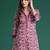 Purple printed pure cotton kurta trouser set
