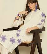 White printed pure cotton kurta trouser set