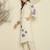 White printed pure cotton kurta trouser set
