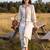 Off white printed pure cotton kurta trouser set
