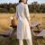 Off white printed pure cotton kurta trouser set