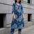 Blue printed pure cotton kurta trouser set