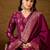 Women’s pink poly chanderi floral self-design gown with trouser & dupatta | elegant ethnic party wear set