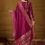 Women’s pink poly chanderi floral self-design gown with trouser & dupatta | elegant ethnic party wear set