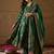 Women’s green poly chanderi floral self-design gown with trouser & dupatta | elegant ethnic party wear set