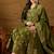 Women’s green poly chanderi floral self-design gown with trouser & dupatta | elegant ethnic party wear set