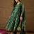 Women’s green poly chanderi floral self-design gown with trouser & dupatta | elegant ethnic party wear set