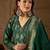 Women’s green poly chanderi floral self-design gown with trouser & dupatta | elegant ethnic party wear set