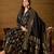 Women’s black poly chanderi floral self-design gown with trouser & dupatta | elegant ethnic party wear set