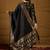 Women’s black poly chanderi floral self-design gown with trouser & dupatta | elegant ethnic party wear set